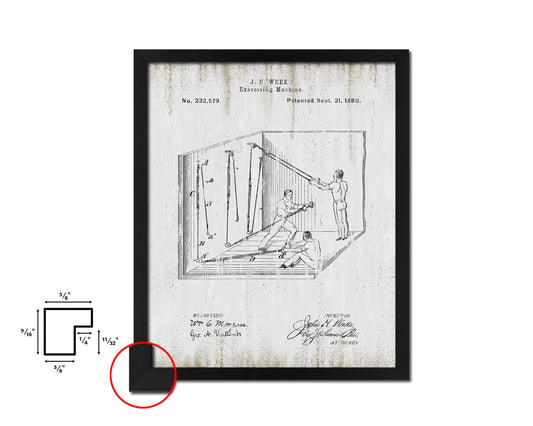 Exercise Machine Sports Vintage Patent Artwork Black Frame Print Gifts