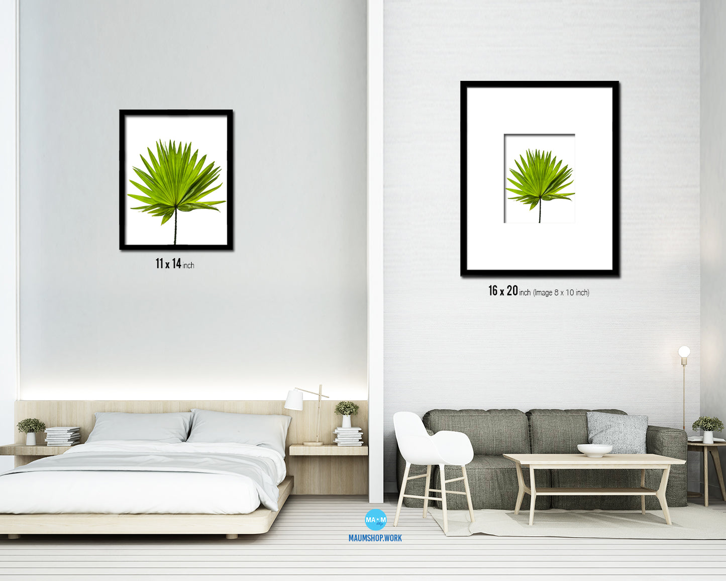 Green Palm Tropical Leaf Framed Print Sign Decor Wall Art Gifts