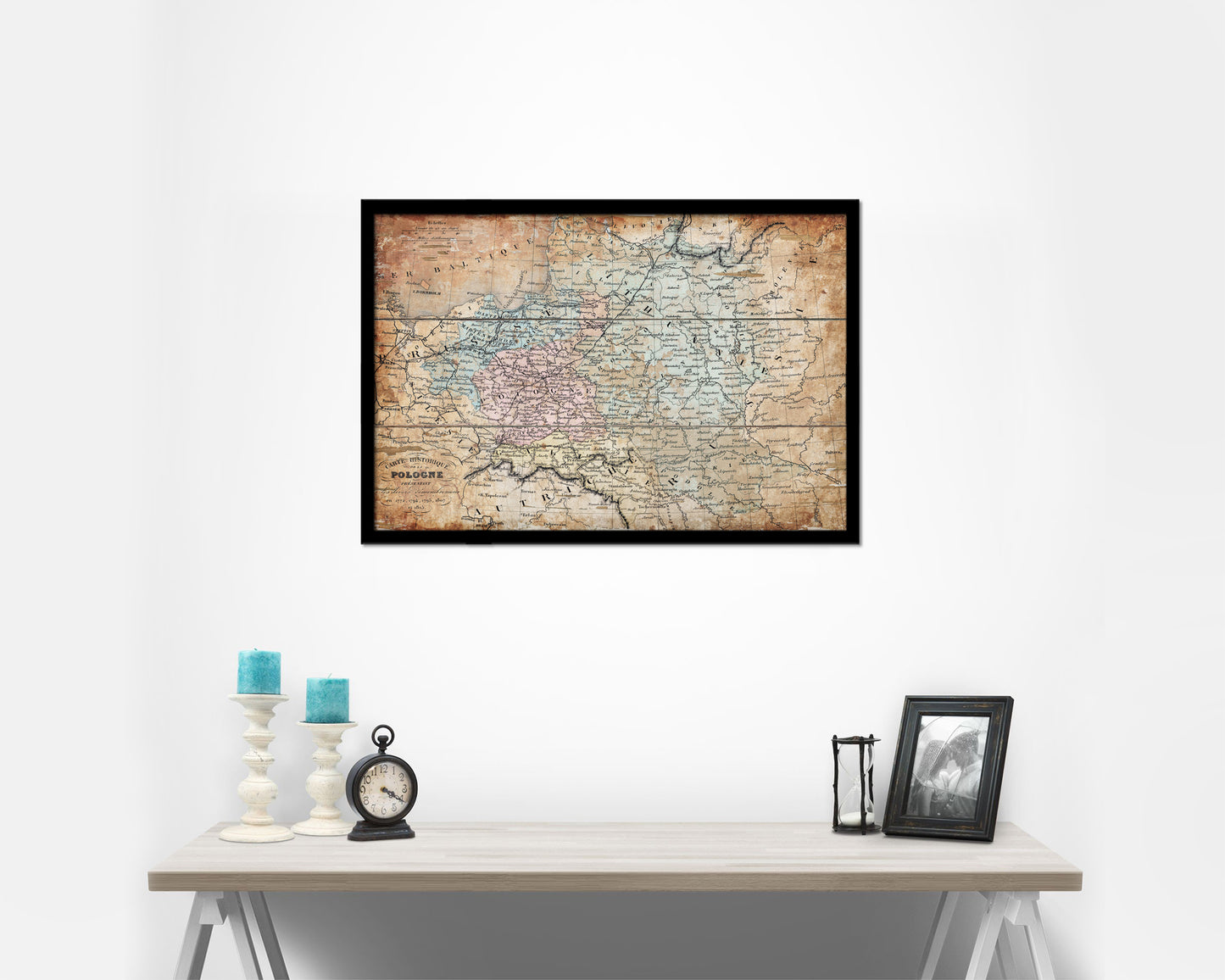Poland Prussia Germany Antique Map Framed Print Art Wall Decor Gifts