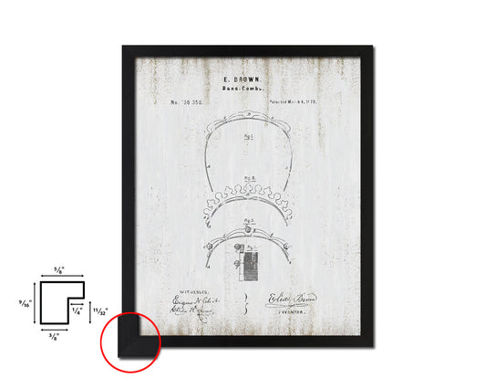 High Back Comb Barbershop Vintage Patent Artwork Black Frame Print Wall Art Decor Gifts