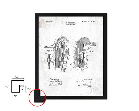 Cork Puller Kitchen Vintage Patent Artwork Black Frame Print Wall Art Decor Gifts