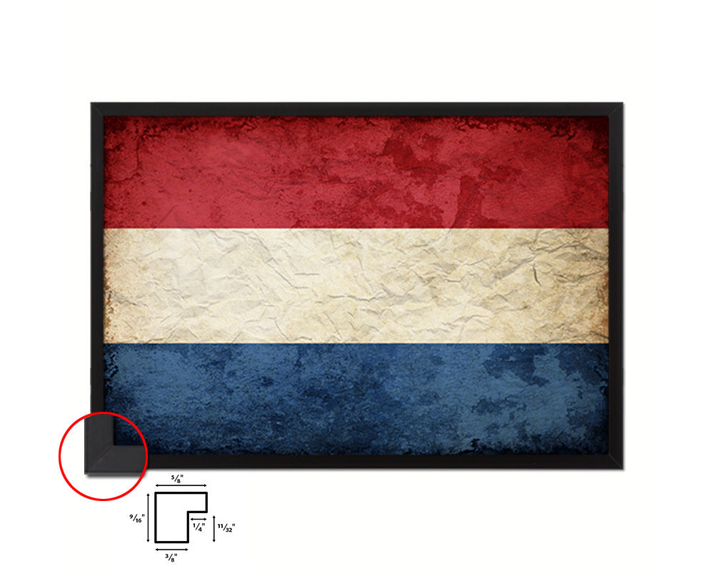 Netherlands Country Vintage Flag Wood Framed Print Wall Art Decor Gifts