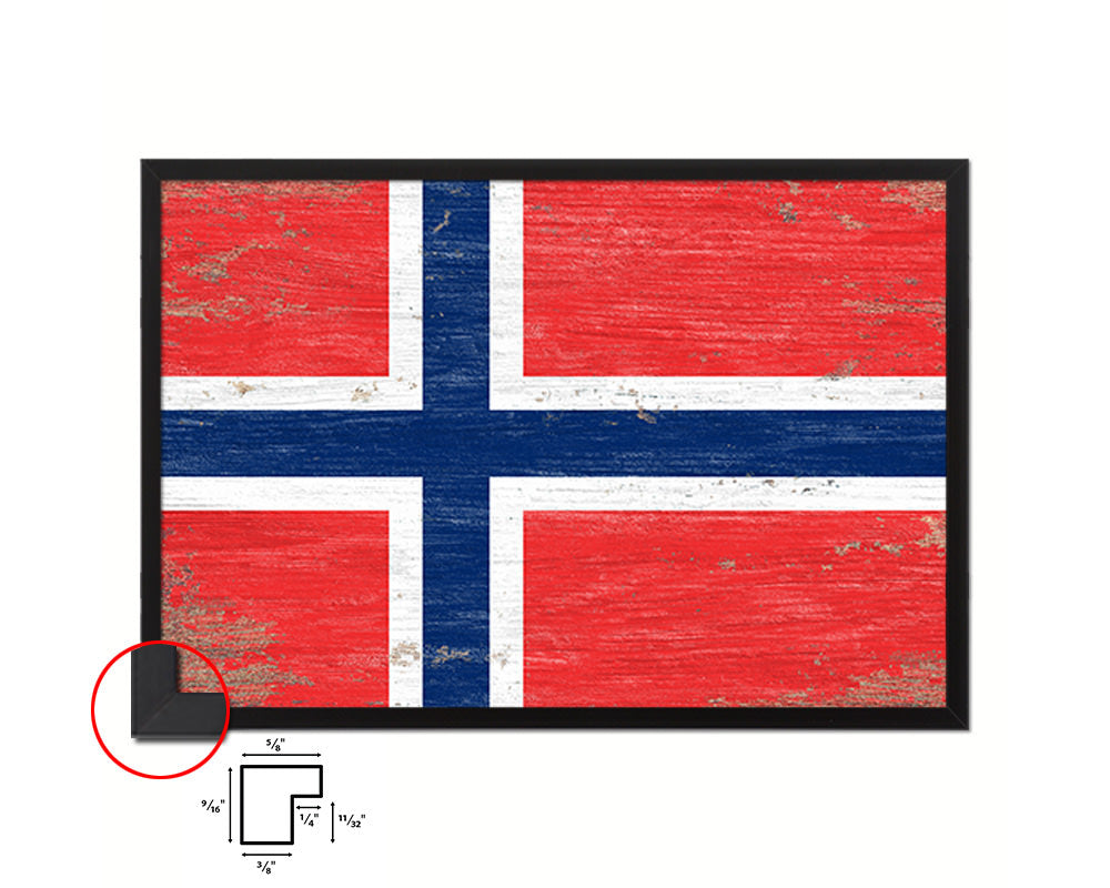 Norway Shabby Chic Country Flag Wood Framed Print Wall Art Decor Gifts