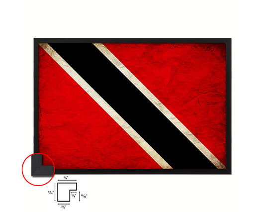 Trinidad & Tobago Country Vintage Flag Wood Framed Print Wall Art Decor Gifts