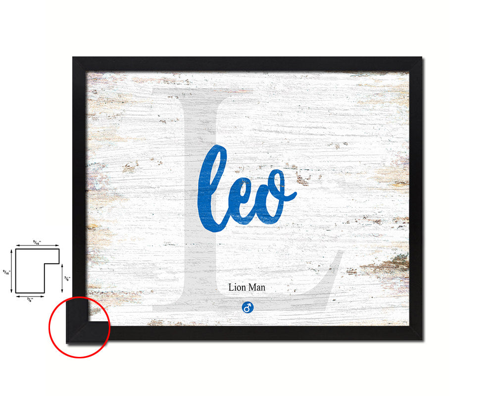 Leo Personalized Biblical Name Plate Art Framed Print Kids Baby Room Wall Decor Gifts