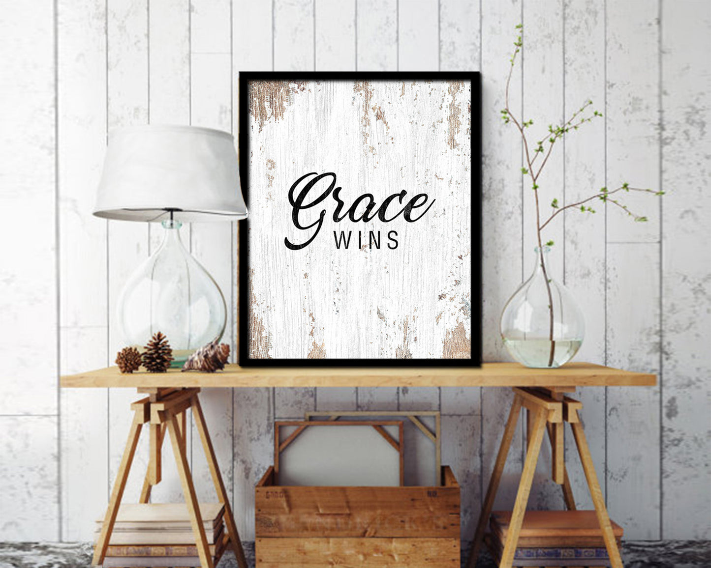 Grace wins Quote Wood Framed Print Home Decor Wall Art Gifts