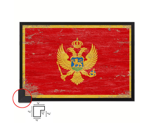 Montenegro Shabby Chic Country Flag Wood Framed Print Wall Art Decor Gifts