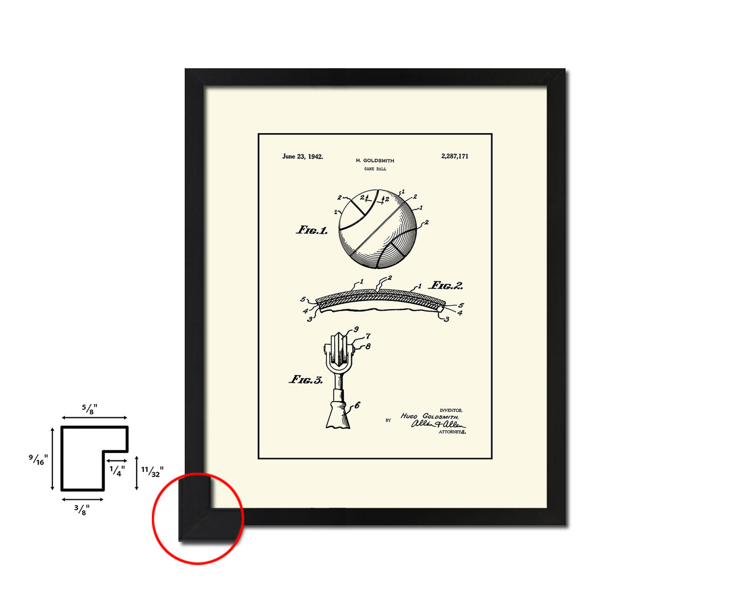 Basketball Game Ball Sports Vintage Patent Artwork Black Frame Print Gifts