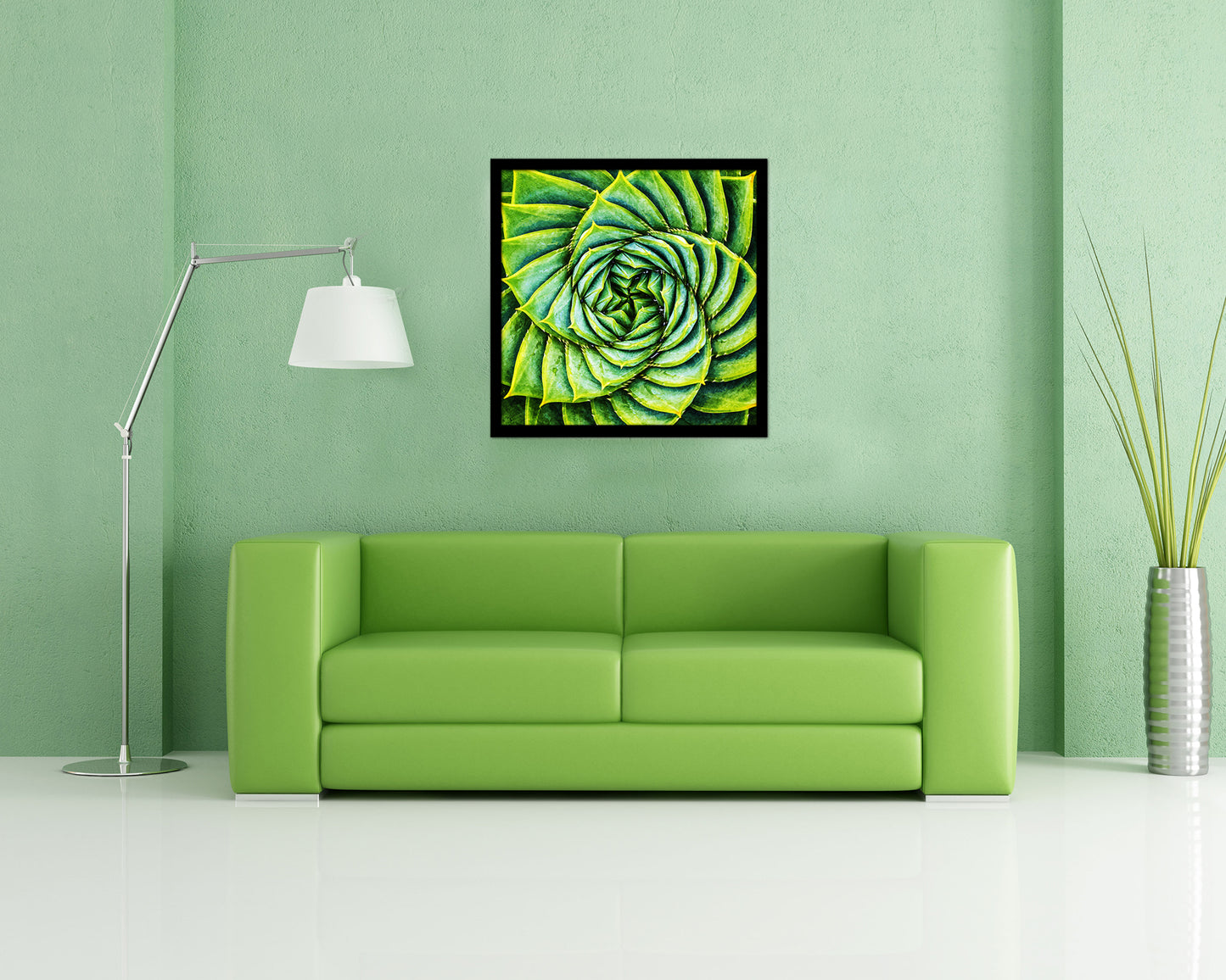 Aloe Succulent Evergreen Leaves Spiral Plant Wood Framed Print Decor Wall Art Gifts