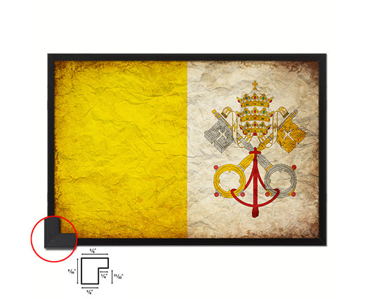 Vatican City Country Vintage Flag Wood Framed Print Wall Art Decor Gifts