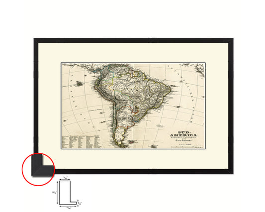 South America Old Map Framed Print Art Wall Decor Gifts