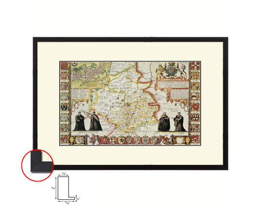 Cambridgeshire Theatre Empire Great Britain John Speed Old Map Framed Print Art Gifts