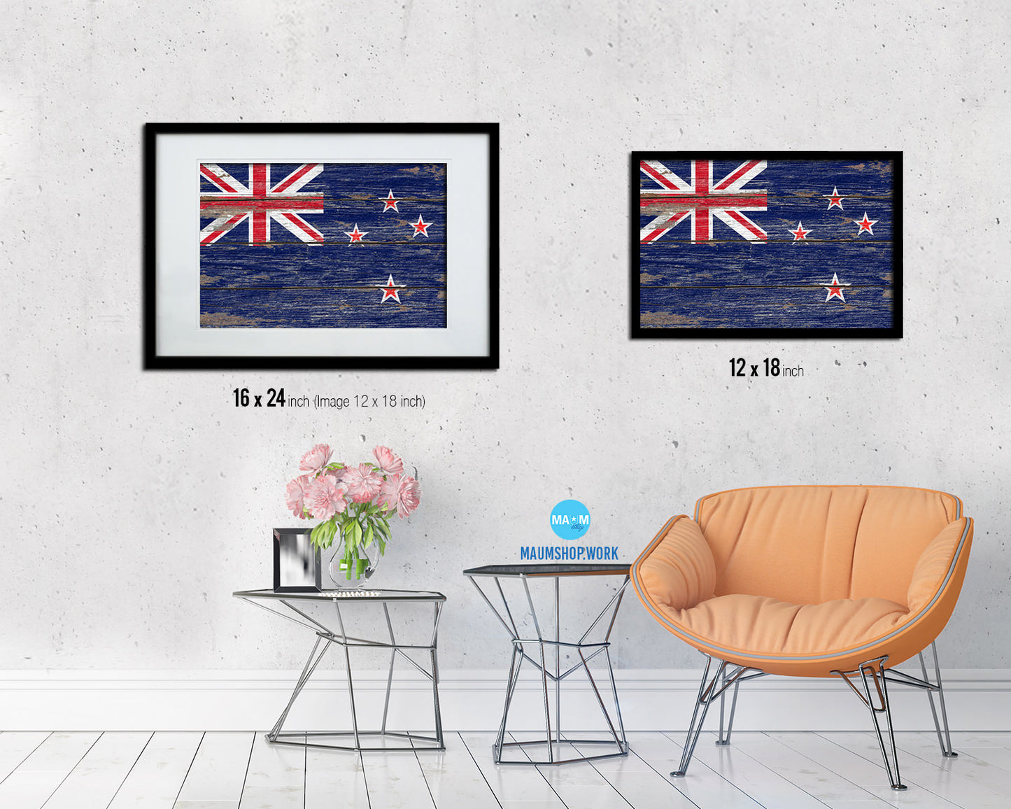 New Zealand Country Wood Rustic National Flag Wood Framed Print Wall Art Decor Gifts