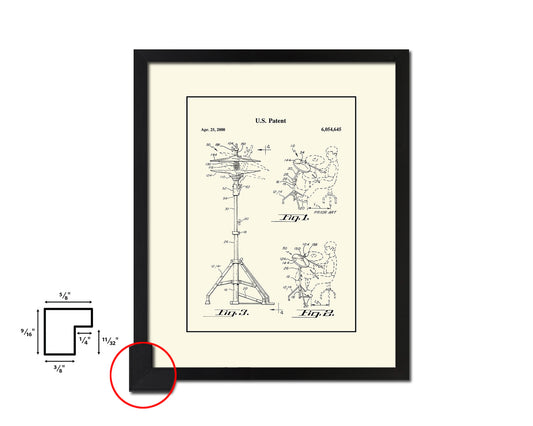 Drummer Hi-Hat Cymbal Music Vintage Patent Artwork Black Frame Print Gifts