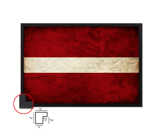 Latvia Country Vintage Flag Wood Framed Print Wall Art Decor Gifts