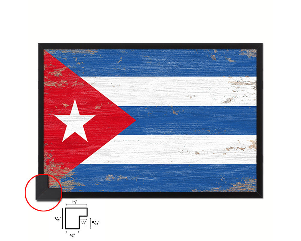 Cuba Shabby Chic Country Flag Wood Framed Print Wall Art Decor Gifts