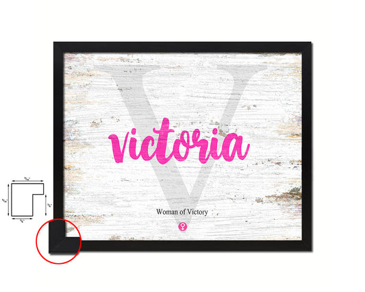 Victoria Personalized Biblical Name Plate Art Framed Print Kids Baby Room Wall Decor Gifts