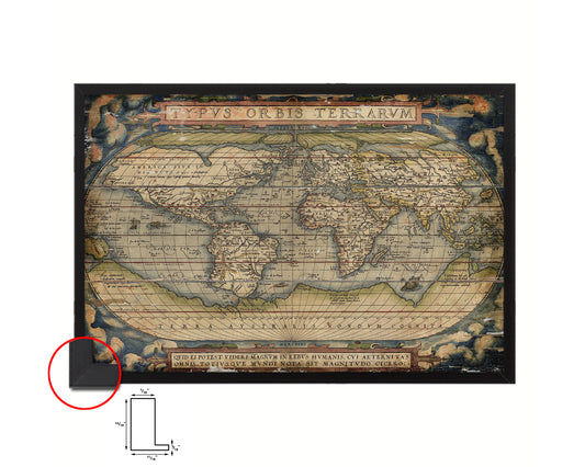 World Ortelius Circa Antique Map Framed Print Art Wall Decor Gifts