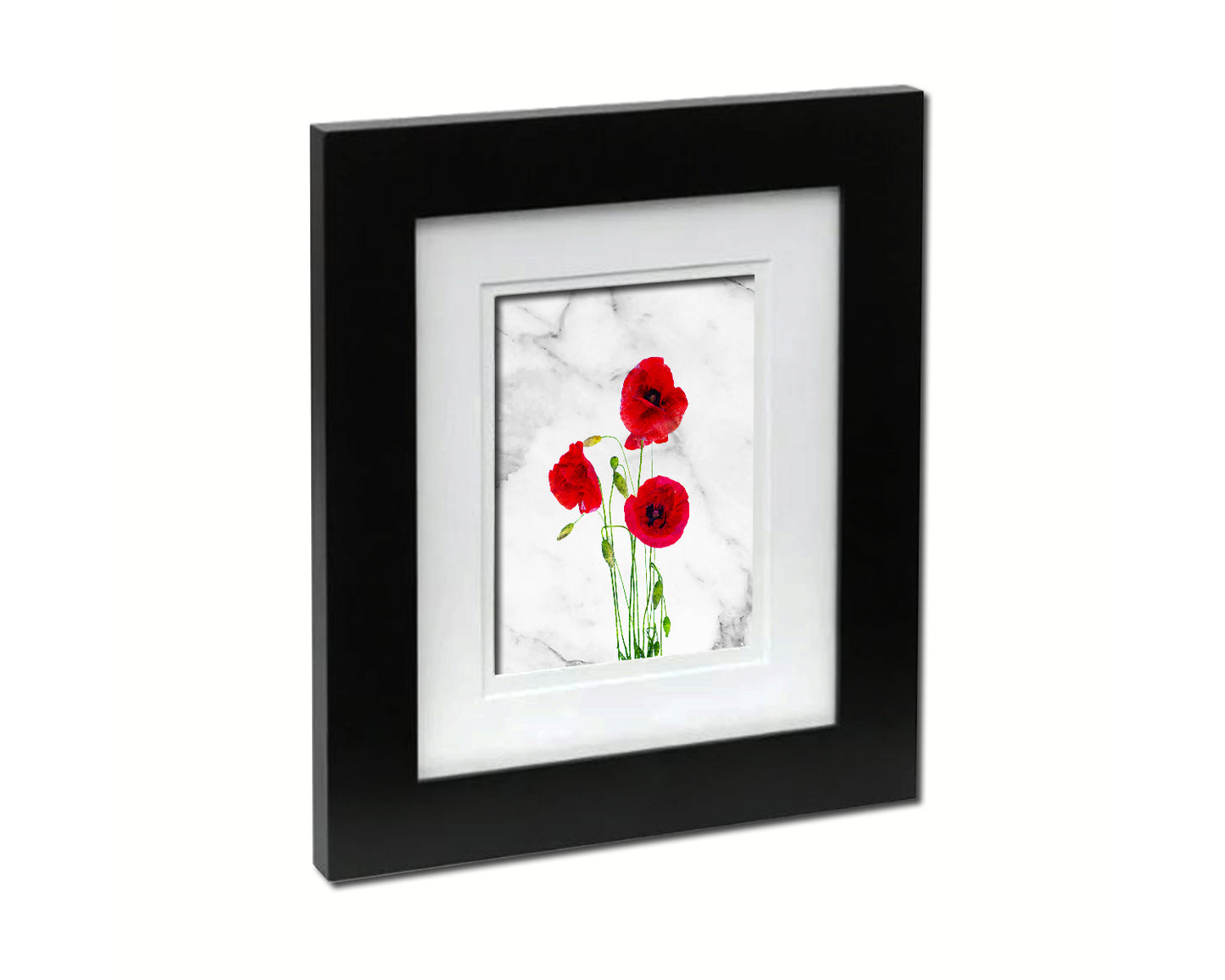 Poppy Marble Texture Plants Art Wood Framed Print Wall Decor Gifts