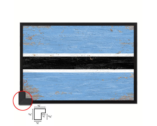 Botswana Shabby Chic Country Flag Wood Framed Print Wall Art Decor Gifts