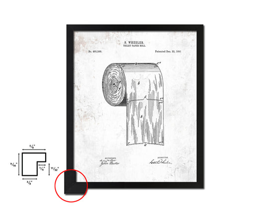 Toilet Paper Roll Home Vintage Patent Artwork Black Frame Print Wall Art Decor Gifts