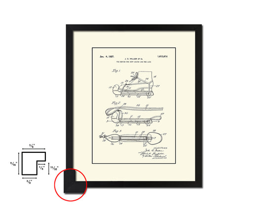 Ice Skate Tie Device Sports Vintage Patent Artwork Black Frame Print Gifts