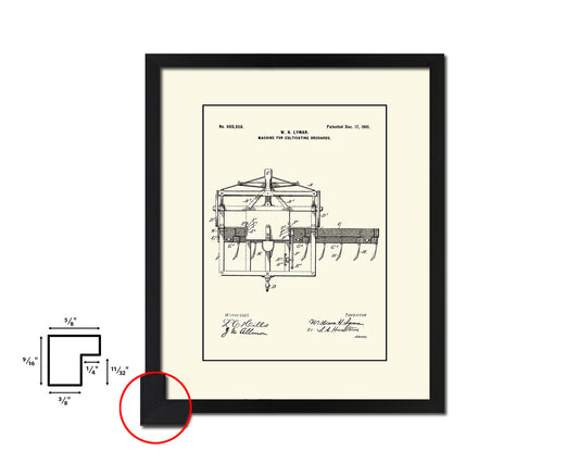 Cultivating Orchards Machine Vintage Patent Artwork Black Frame Print Gifts