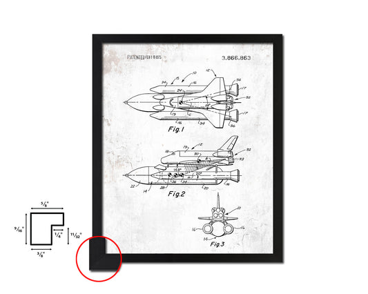 Rocket Space Shuttle NASA Vintage Patent Artwork Black Frame Print Gifts