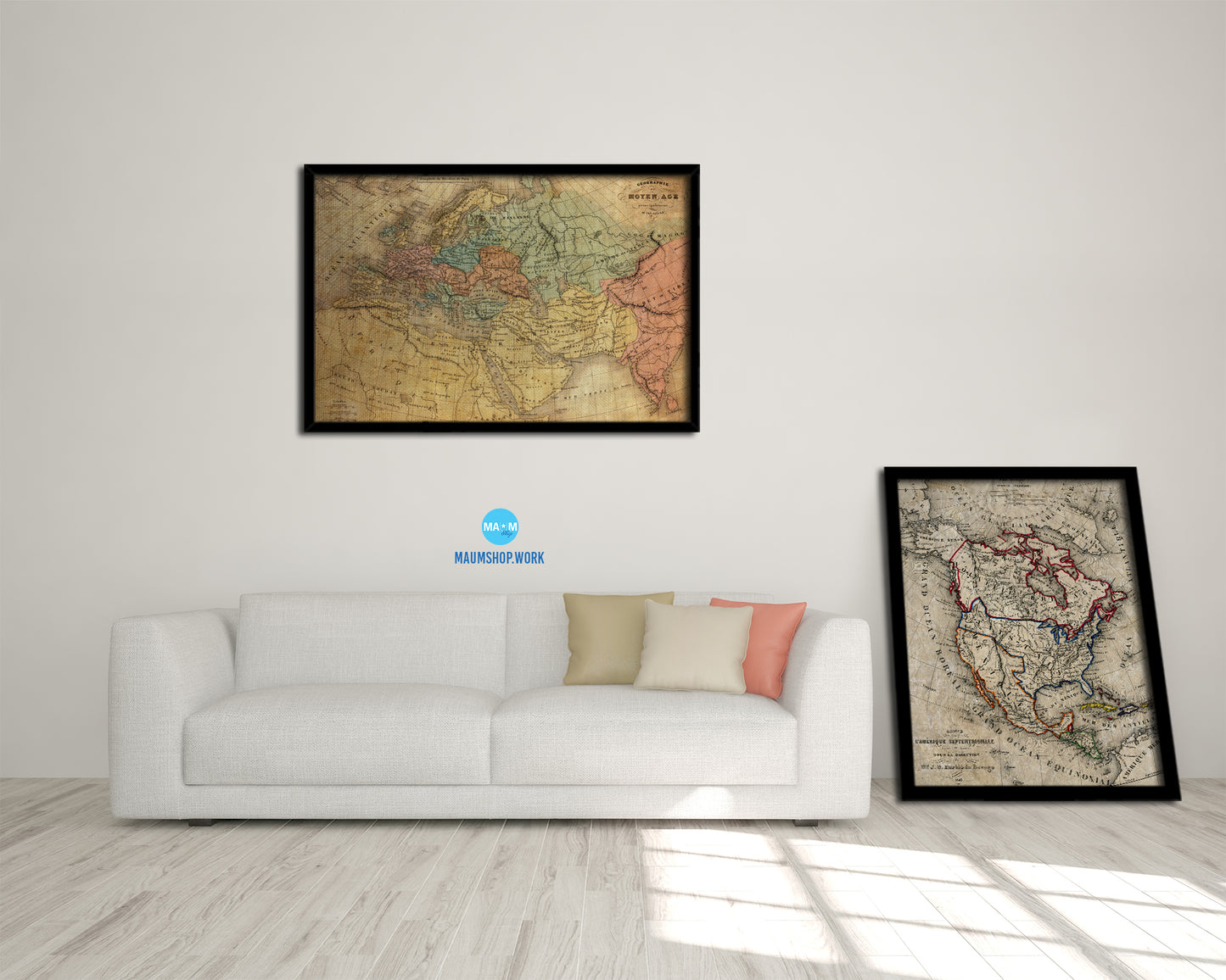 Europe in the middle ages Crusades Vintage Map Framed Print Art Wall Decor Gifts