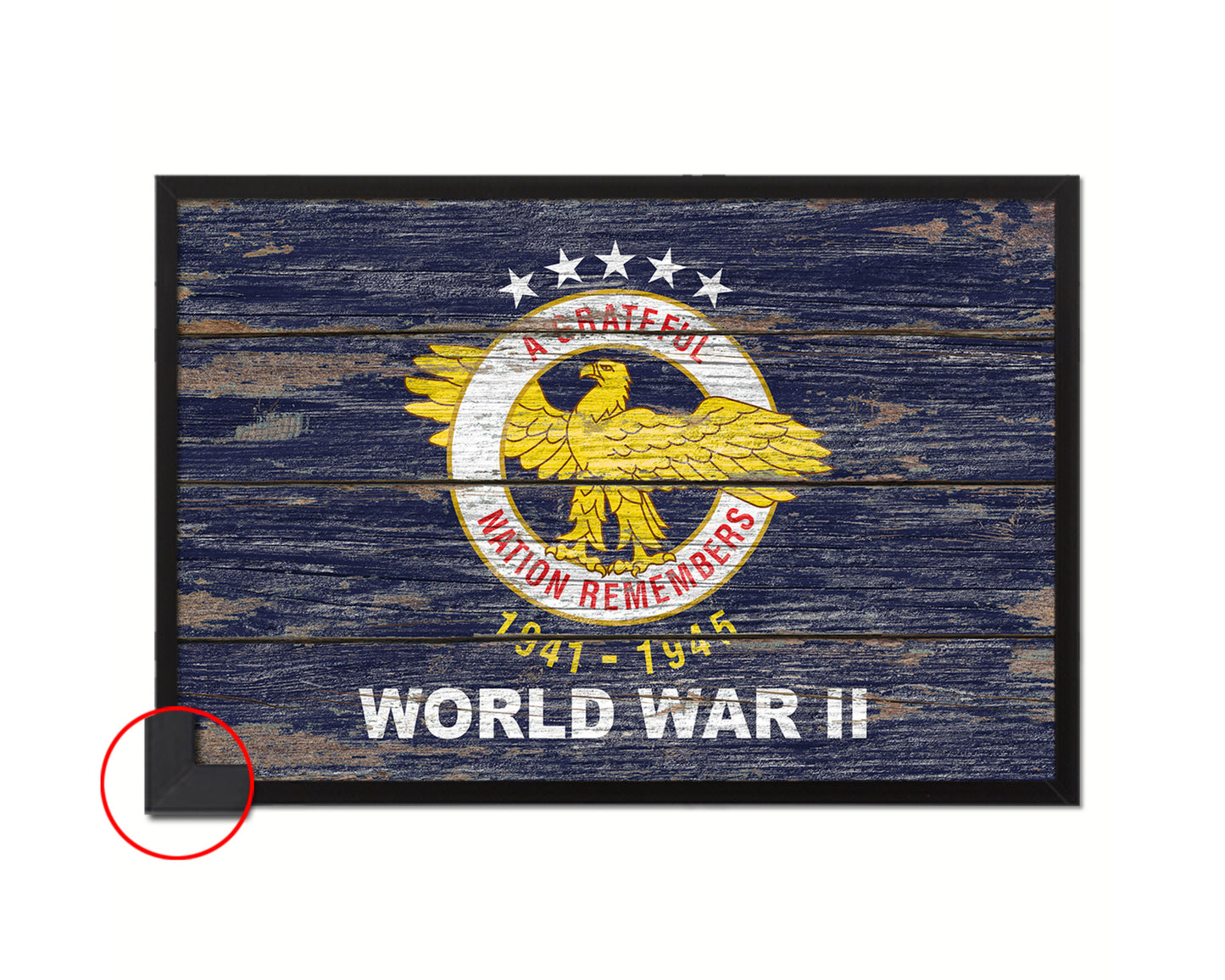 World War 2 Wood Rustic Flag Wood Framed Print Wall Art Decor Gifts