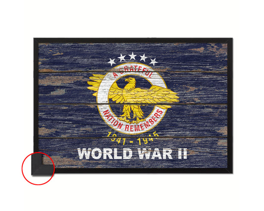 World War 2 Wood Rustic Flag Wood Framed Print Wall Art Decor Gifts