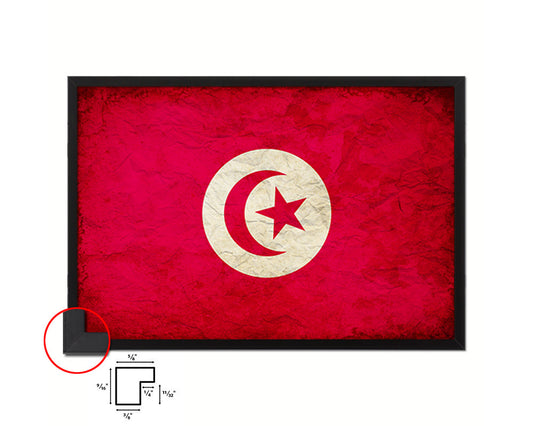 Tunisia Country Vintage Flag Wood Framed Print Wall Art Decor Gifts