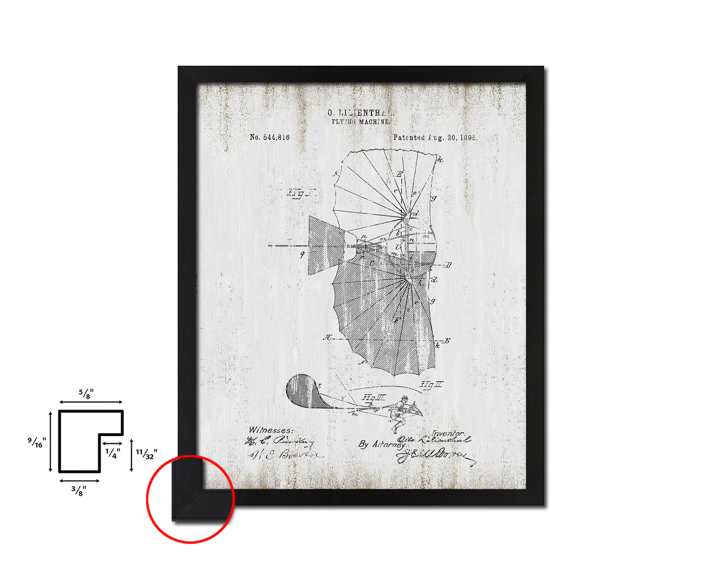 Flying Machine Airplane Vintage Patent Artwork Black Frame Print Wall Art Decor Gifts