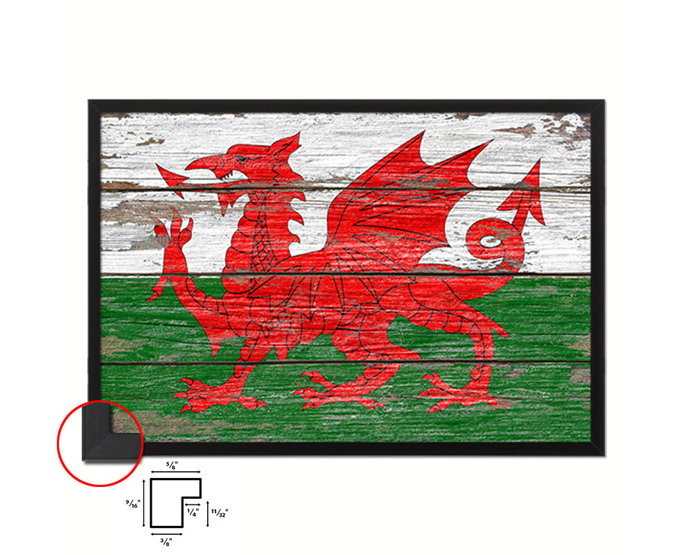 Wales Country Wood Rustic National Flag Wood Framed Print Wall Art Decor Gifts