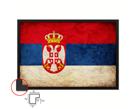 Serbia Country Vintage Flag Wood Framed Print Wall Art Decor Gifts