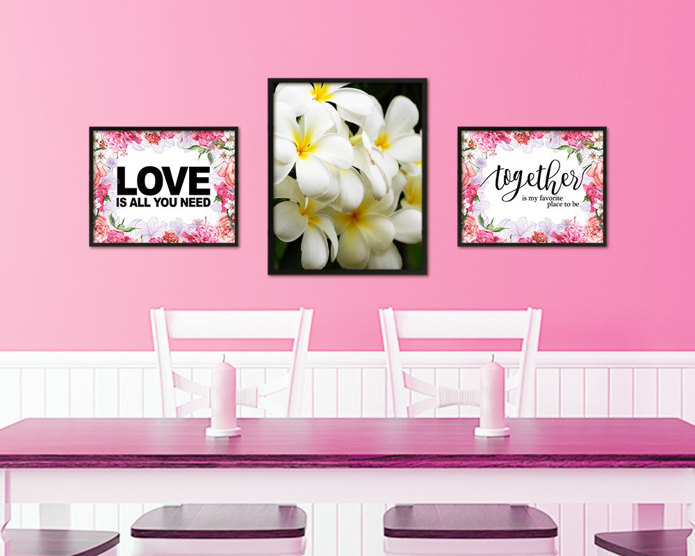 Plumerias White Flower Wood Framed Paper Print Wall Decor Art Gifts