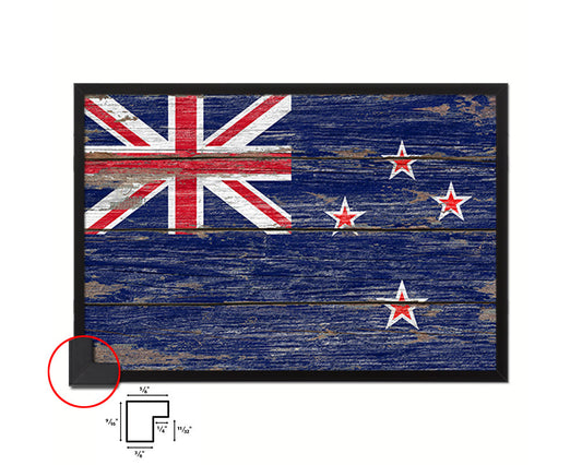 New Zealand Country Wood Rustic National Flag Wood Framed Print Wall Art Decor Gifts