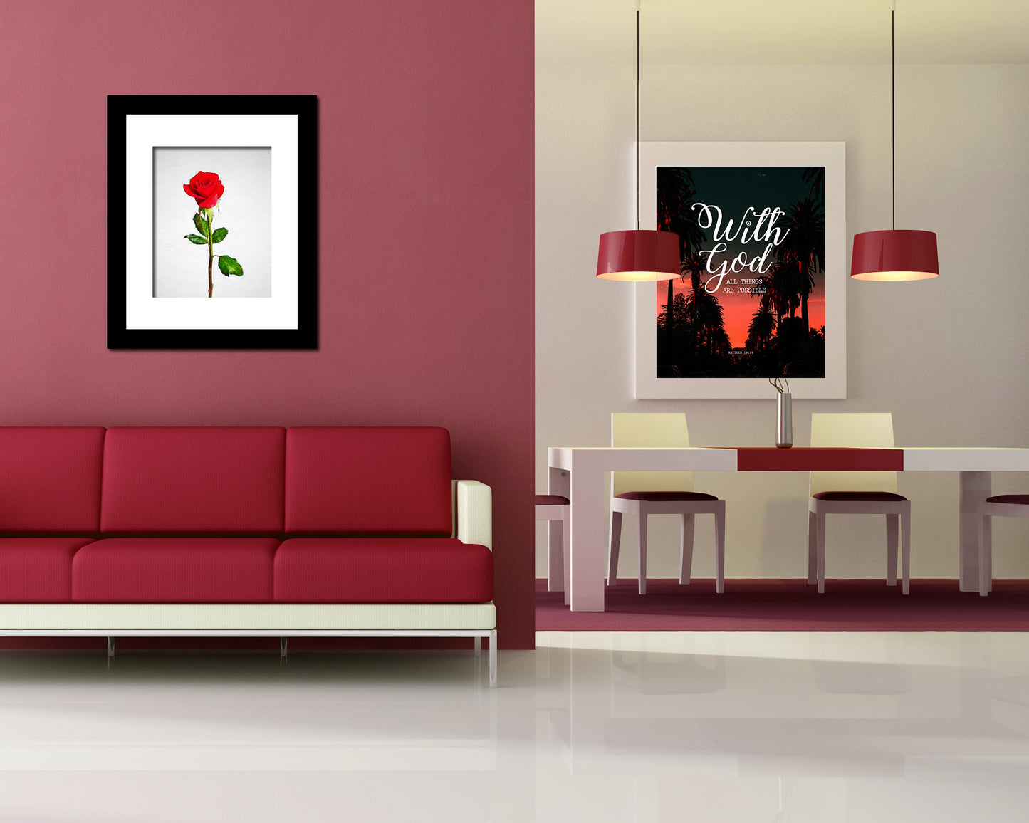 Red Globalrose Sketch Plants Art Wood Framed Print Wall Decor Gifts