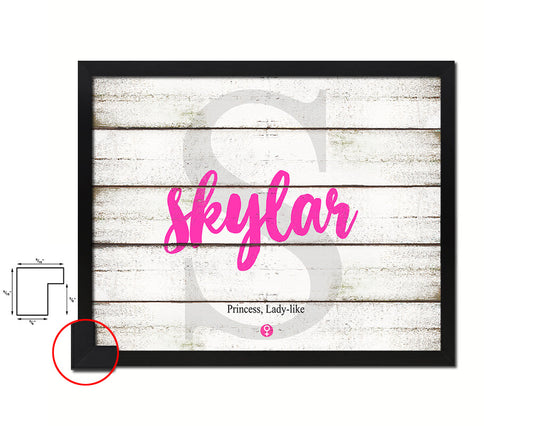 Skylar Personalized Biblical Name Plate Art Framed Print Kids Baby Room Wall Decor Gifts