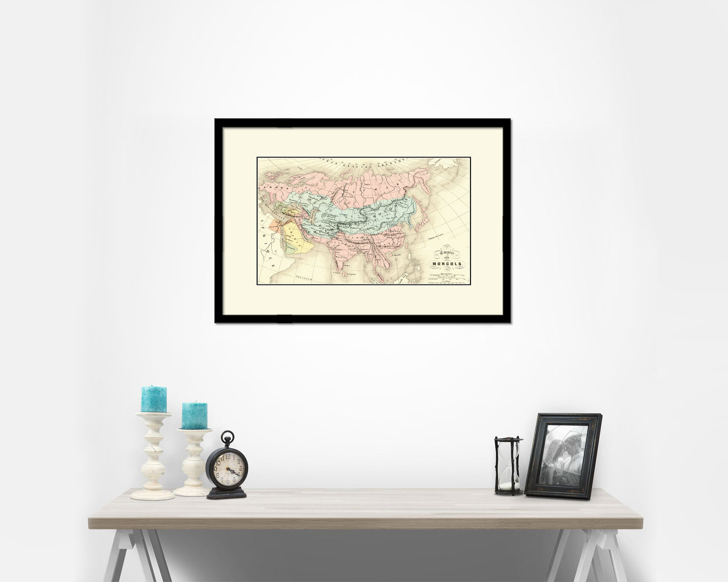 Mongolian Empire Asia Old Map Framed Print Art Wall Decor Gifts