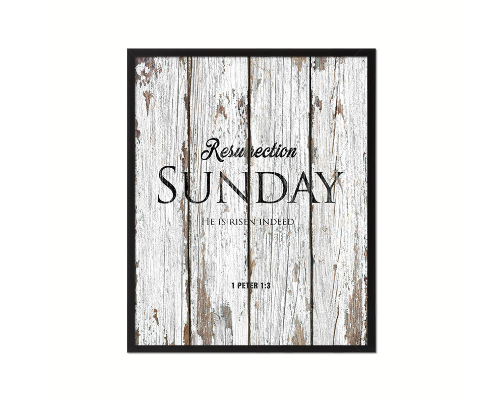 Resurrection Sunday He is risen indeed, 1 Peter 1:3 Quote Framed Print Home Decor Wall Art Gifts