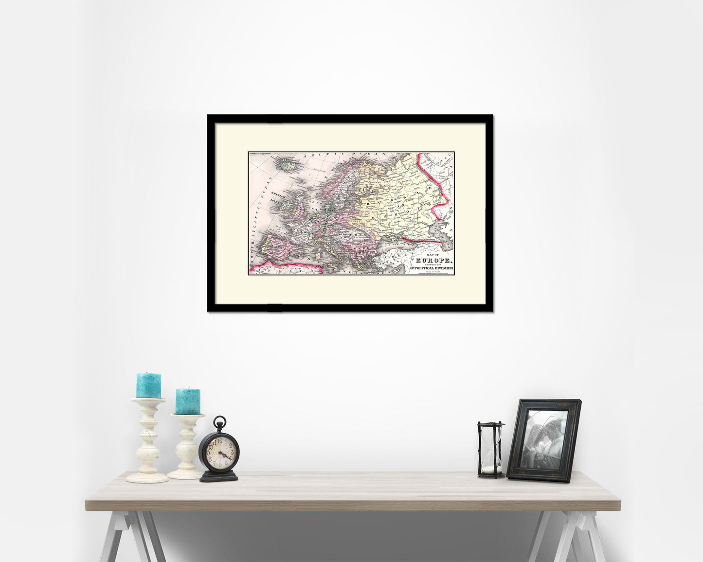 Europe 1870 Old Map Framed Print Art Wall Decor Gifts