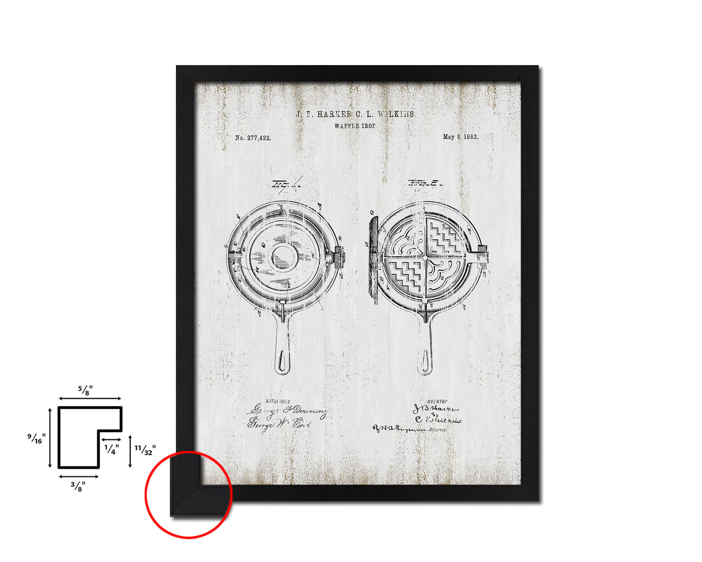 Waffle Iron Home Vintage Patent Artwork Black Frame Print Wall Art Decor Gifts