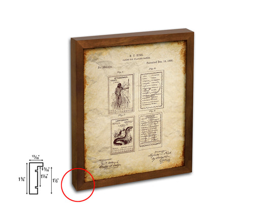 Educational Games Playing Card Vintage Patent Artwork Walnut Frame Gifts