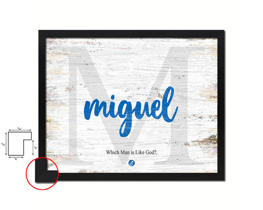 Miguel Personalized Biblical Name Plate Art Framed Print Kids Baby Room Wall Decor Gifts