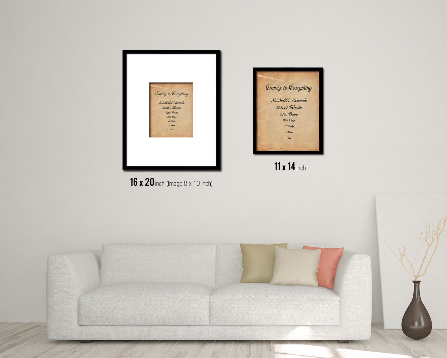 Timing is everything 1 Year 12 Months Quote Paper Artwork Framed Print Wall Decor Art