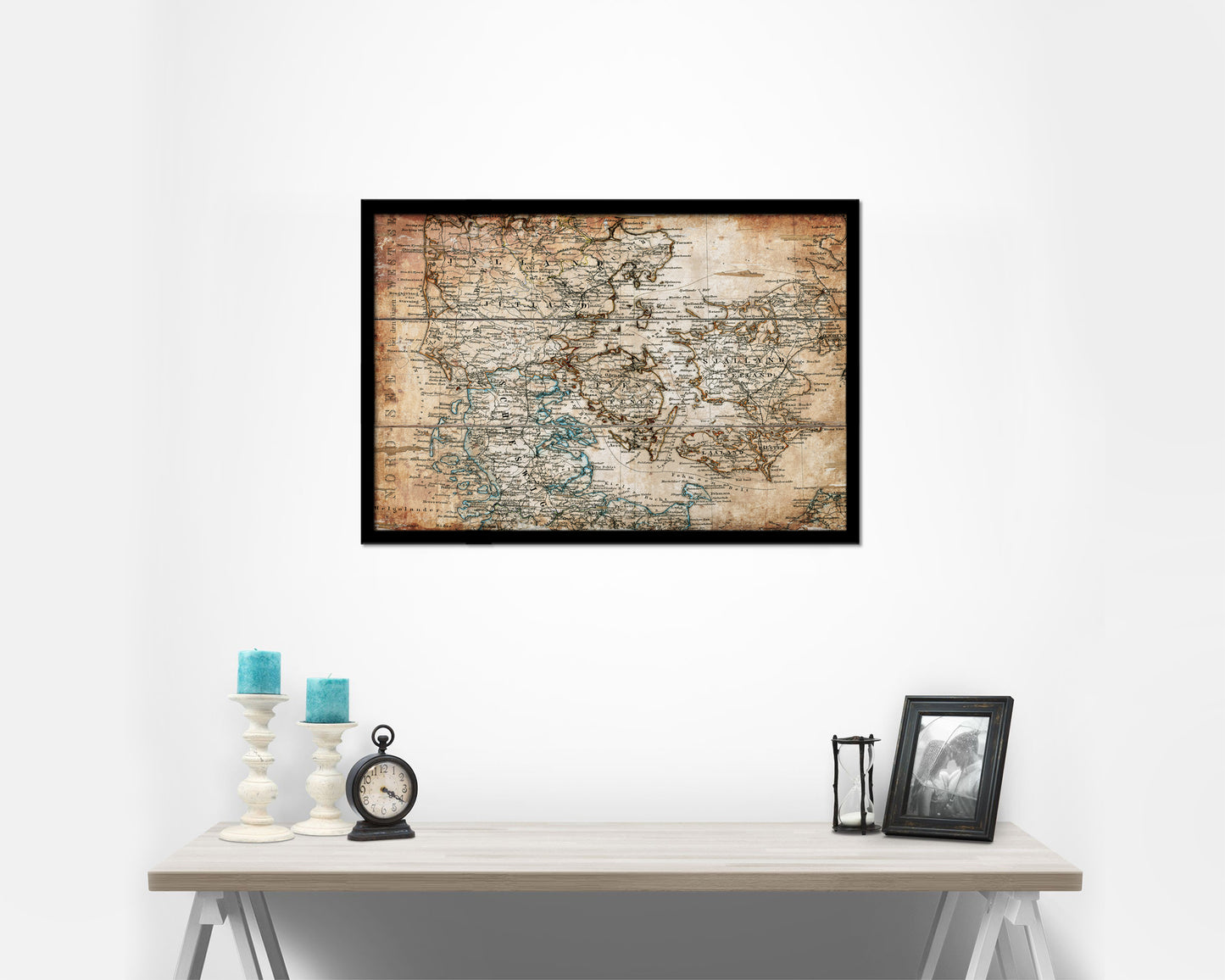 Denmark Antique Map Framed Print Art Wall Decor Gifts