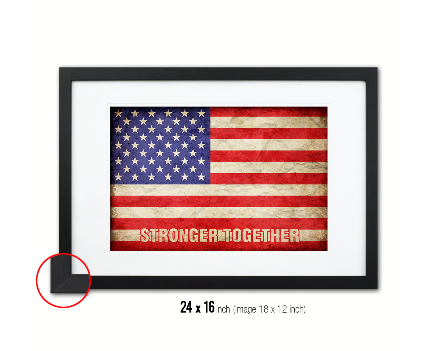 Stronger Together, Hillary Clinton Campaign Vintage Military Flag Framed Print Art