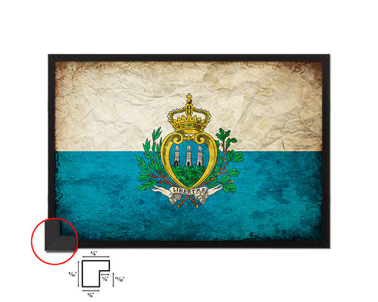 San Marino Country Vintage Flag Wood Framed Print Wall Art Decor Gifts