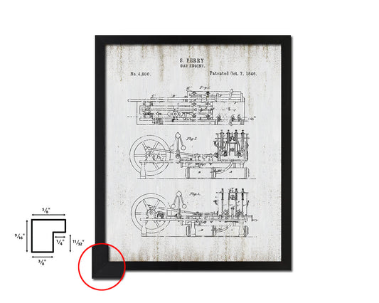 Gas Engine Train Vintage Patent Artwork Black Frame Print Gifts